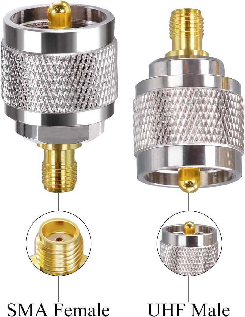 ABONIX محول موصل جاك كوكس UHF إلى SMA PL-259 محول ذكر UHF إلى أنثى SMA موصل كوكس منخفض الفقد لمذياع CB هوائيات البث WiFi (عبوة من 4) - Image 5