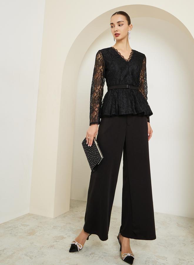 ستايلي بلوزة بيبلوم دانتيل بياقة سكالوب - Image 2