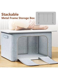JCB CHIC 3 Pack Clothes Storage Organizer, Storage Box with Foldable Steel Frame & Sturdy Oxford Fabric, Large Clothes Organizer with 2 Clear Window, zippers & Handles 100L  - Image 4