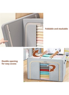 JCB CHIC 3 Pack Clothes Storage Organizer, Storage Box with Foldable Steel Frame & Sturdy Oxford Fabric, Large Clothes Organizer with 2 Clear Window, zippers & Handles 100L  - Image 5