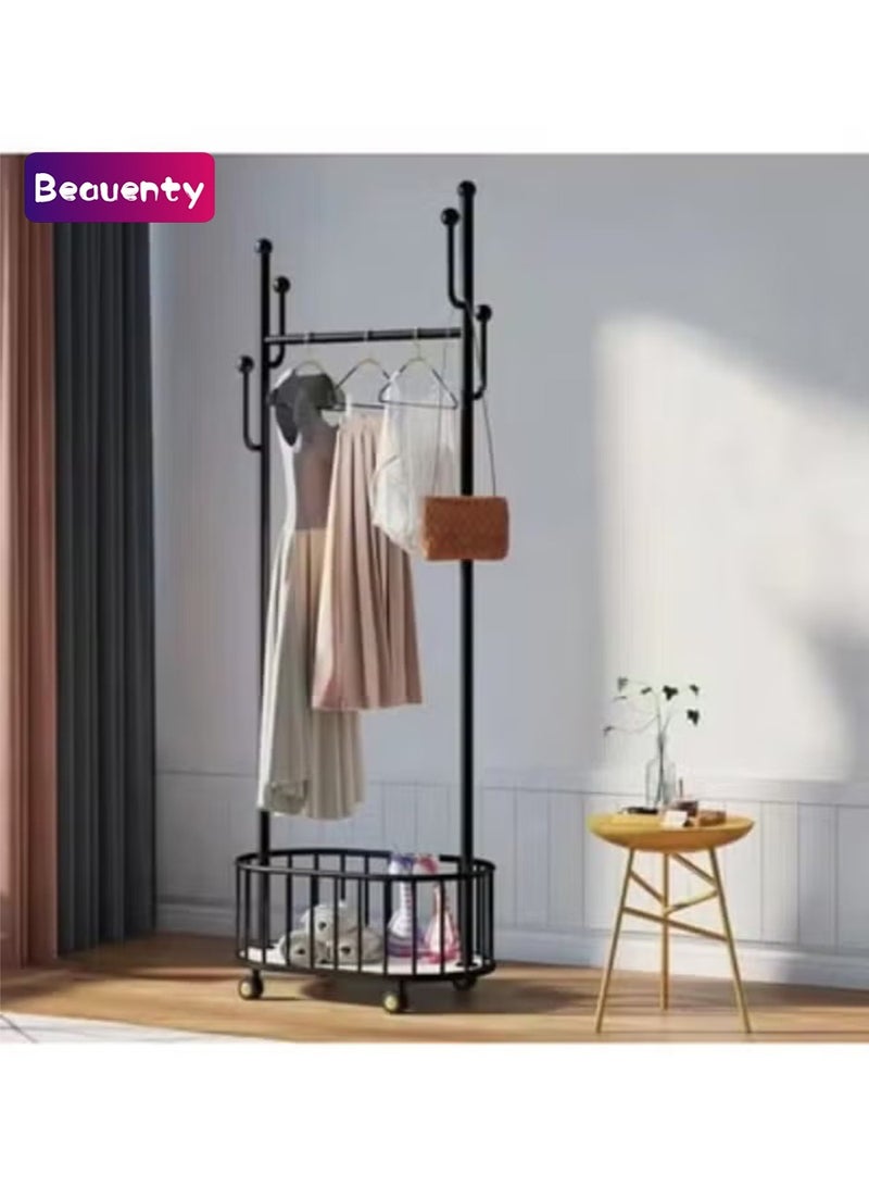 Beauenty Modern Coat Rack Living Room Furniture Mobile Clothes Rack on Wheels Bedroom Furniture Metal - Image 1