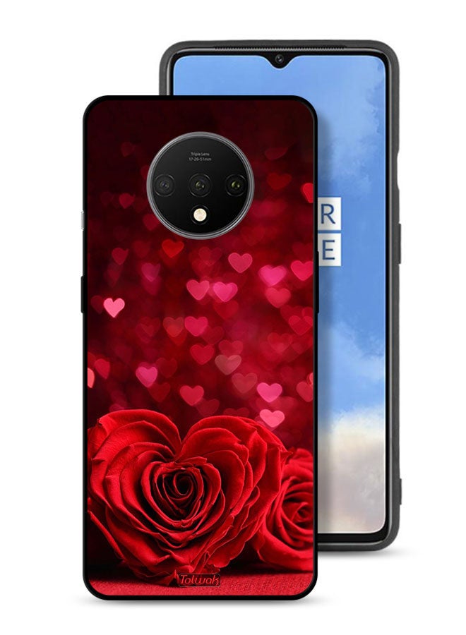 Tolwak OnePlus 7T Protective Case Cover Heart Flowers Abstract Art - Image 1