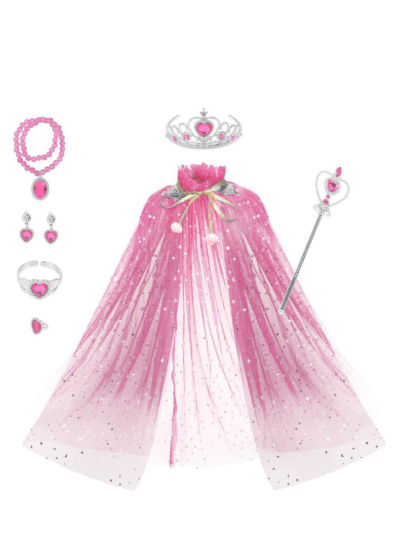 Arabest طقم عباءة الأميرة المتجمدة الساحر للفتيات، خيوط ناعمة، لامع نجمي، وشبك، زي مثالي لتجسيد الجنيات - Image 1