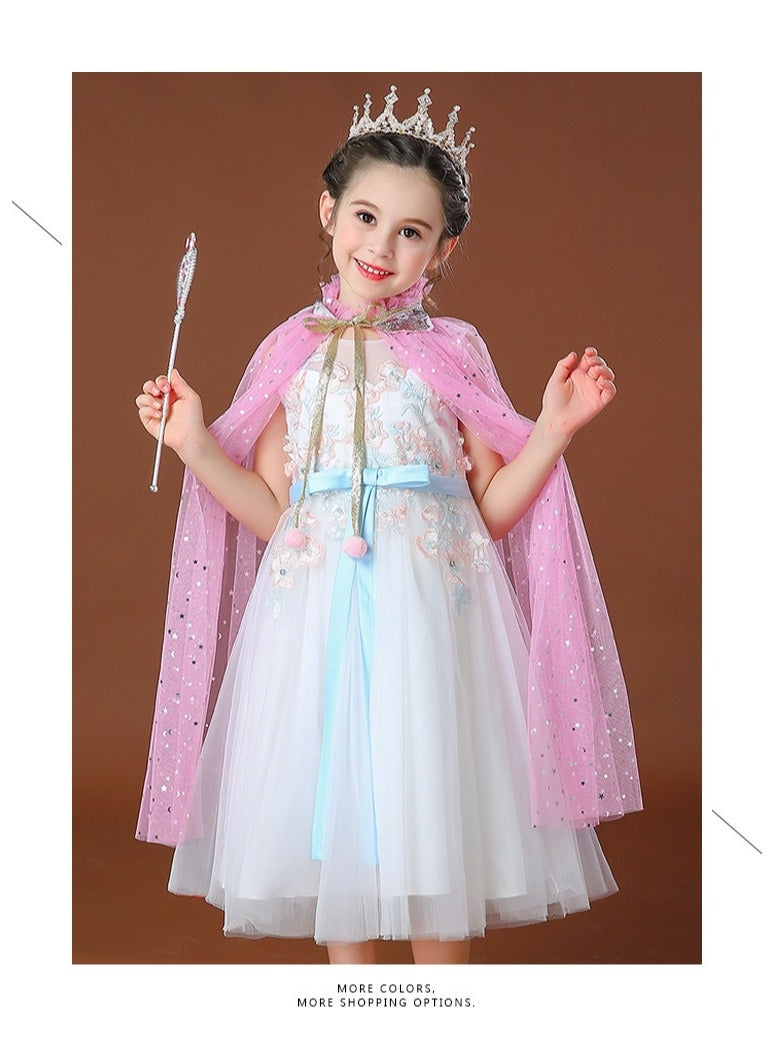 Arabest طقم عباءة الأميرة المتجمدة الساحر للفتيات، خيوط ناعمة، لامع نجمي، وشبك، زي مثالي لتجسيد الجنيات - Image 3