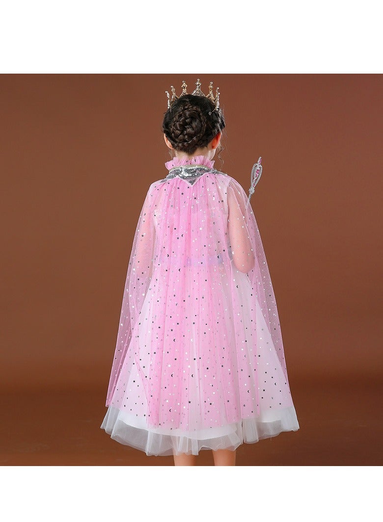 Arabest طقم عباءة الأميرة المتجمدة الساحر للفتيات، خيوط ناعمة، لامع نجمي، وشبك، زي مثالي لتجسيد الجنيات - Image 4