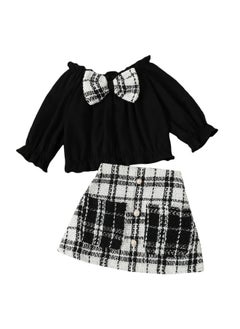 Hopscotch Hopscotch Girls Graphic Print BlouseSkirt Set In Black Color for Ages 4-5 Years  - Image 1