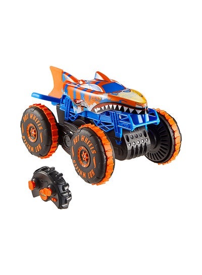Hot Wheels سيارة التحكم عن بعد شاحنات الوحش، مركبة تيغر شارك الكبيرة مع 3 أوضاع للعب للسباق، التسلق والحيل - Image 1