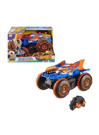 Hot Wheels سيارة التحكم عن بعد شاحنات الوحش، مركبة تيغر شارك الكبيرة مع 3 أوضاع للعب للسباق، التسلق والحيل - Image 3