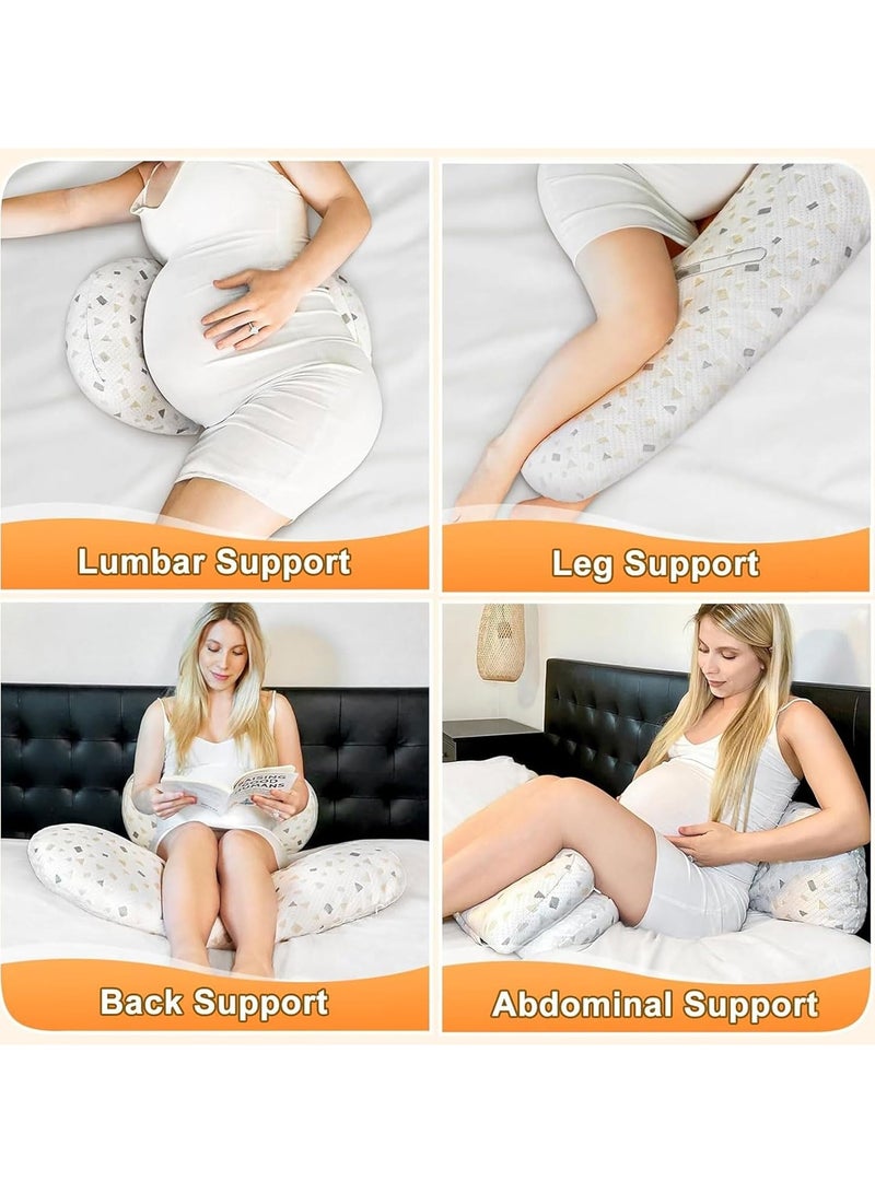 Full Body Pregnancy Pillow Maternity Sleeping Support Tummy Pillows for Back Legs and Belly Women Breastfeeding Soft U-shaped Lumbar Side Sleeper Pregnant Cushion with Washable Cover - Image 2