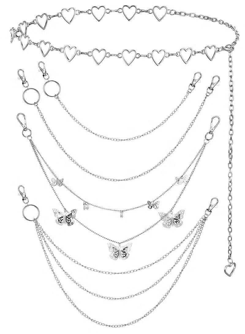 5 قطع من سلاسل الحزام للجينز والسراويل، سلسلة معدنية متعددة الطبقات على طراز الهيب هوب للجيب والخصر، مناسبة للرجال والنساء. - Image 1