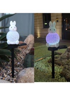 Y&D 2 Pieces Colorful Rabbit Shaped Solar LED Lights Effect Garden Light Auto On OR Off Dust To Dawn Outdoor Waterproof Landscape Decoration Solar Powered Security Torch Light  - Image 1
