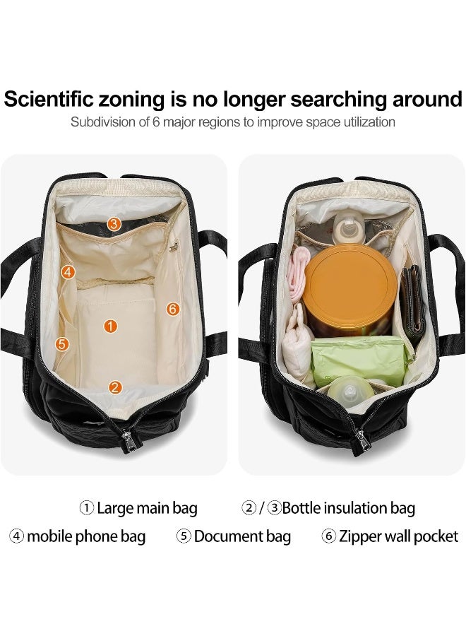 FHELAD Small Diaper bag, Mini Baby tote bag for shopping walking, kids backpack for travel, Black - Image 3