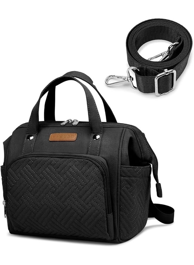 FHELAD Small Diaper bag, Mini Baby tote bag for shopping walking, kids backpack for travel, Black - Image 1