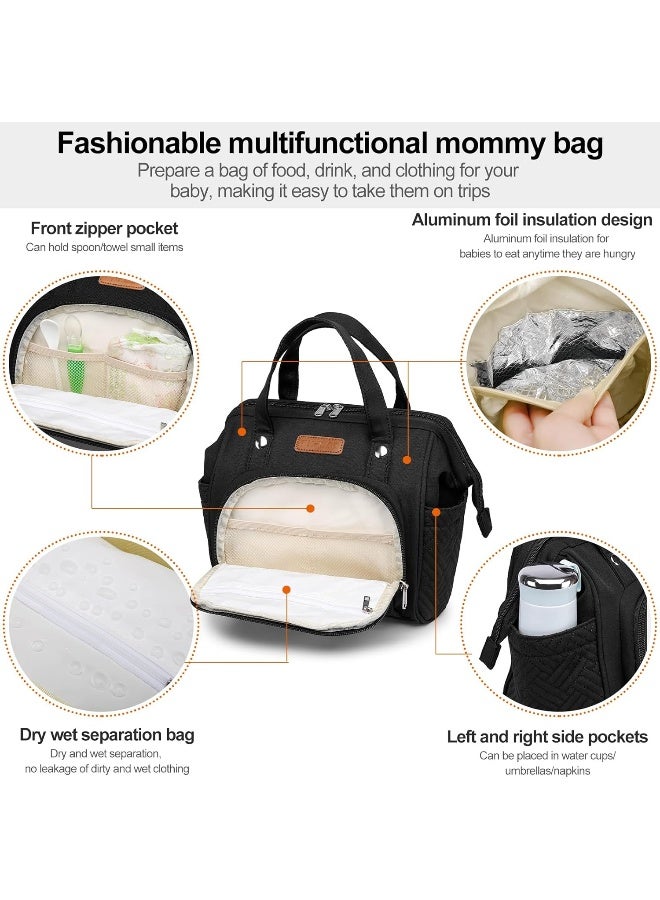 FHELAD Small Diaper bag, Mini Baby tote bag for shopping walking, kids backpack for travel, Black - Image 5