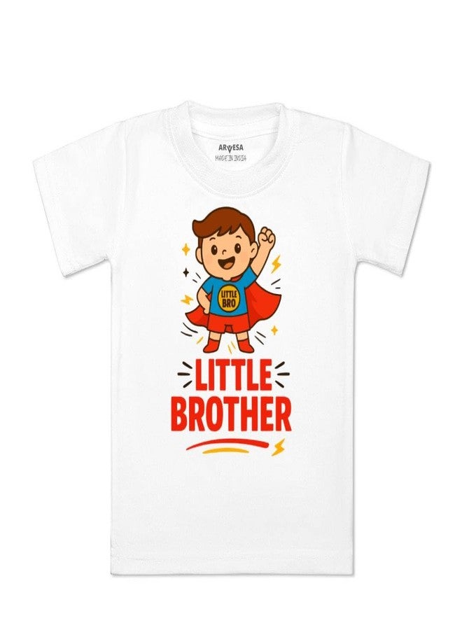ARVESA Little Brother TS-1979 Brother Baby Tshirt for Kids Boys & Girls Half Sleeves Round Neck Clothes Tshirt for Kids Boys 1 Months to 6 Years Dress Classic White - Image 1