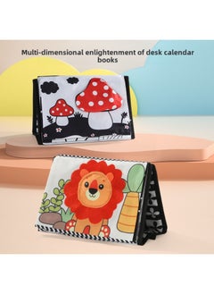 Generic Table Calendar Cloth Book Baby 0-1 Year Old Newborn Looking Up Black And White Training Haha Mirror Baby Color Enlightenment Hand Tear-Color:Black And White Color Desk Calendar (Packaging)  - Image 2