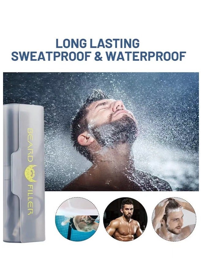 EELHOE Beard Filler - Water Proof, Long Lasting Coverage & Natural Finish - Beard, Moustache & Eyebrows - Micro-Fork Tip for Seamless Application - Includes Bristle Brush for Blending (Black) - Image 3