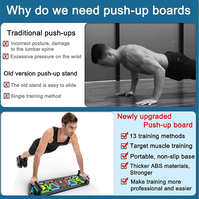 Push Up Board Folding Pushup Handles 13 In 1 Thicken Muscle Rack Stand Professional Chest Training System Home Gym Equipment For Men Women - Image 5