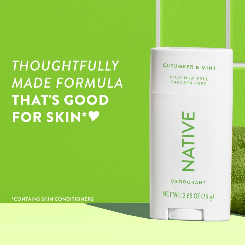 native مزيل العرق ناتيف يحتوي على مكونات طبيعية، تحكم في الرائحة لمدة 72 ساعة | مزيل عرق للنساء والرجال، خالي من الألمنيوم مع بيكربونات الصوديوم، زيت جوز الهند وزبدة الشيا | خيار ونعناع - Image 5