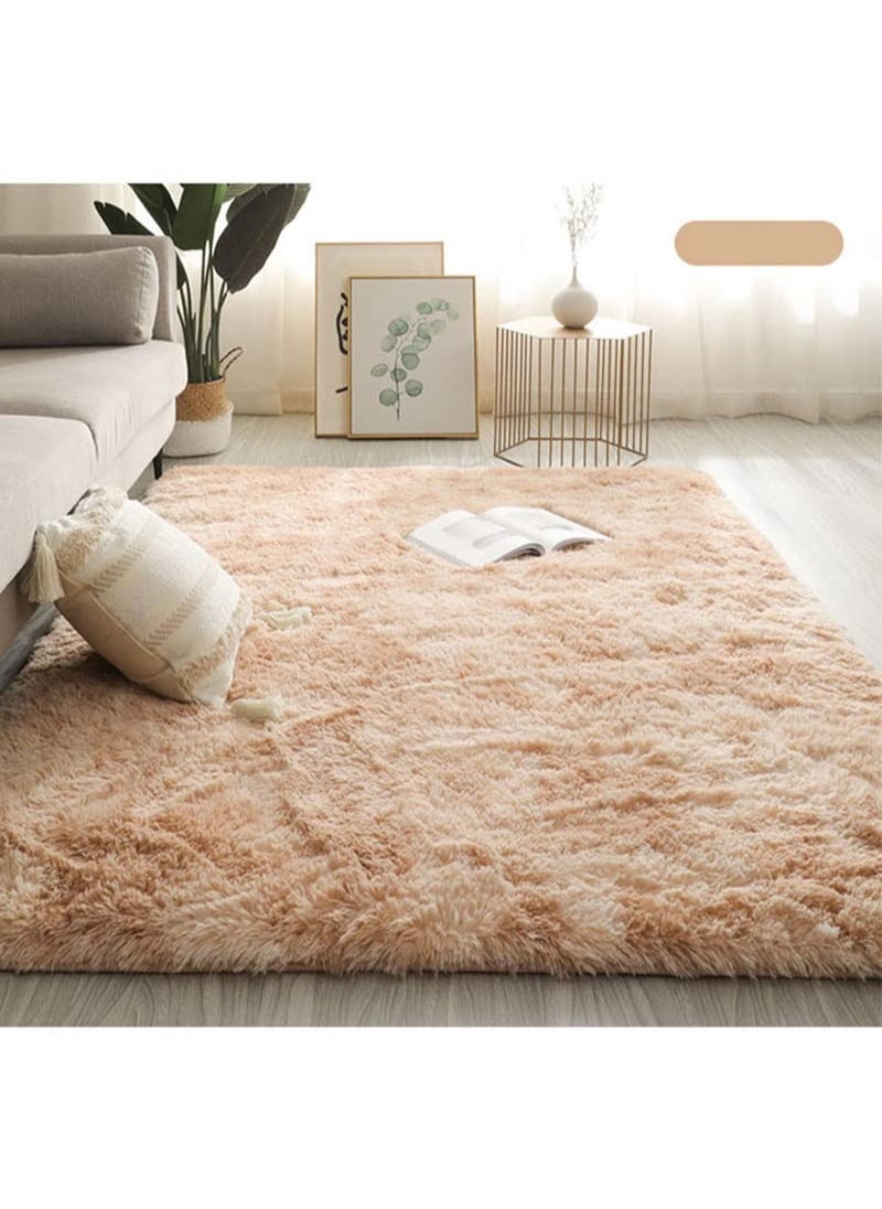 KYD Soft Rugs Fluffy Carpets Tie-Dye Rugs for Living Room Bedroom Nursery Home Decor Non-Slip Machine Washable Carpet Home Decorative Carpet 100x160 cm Beige  - Image 2
