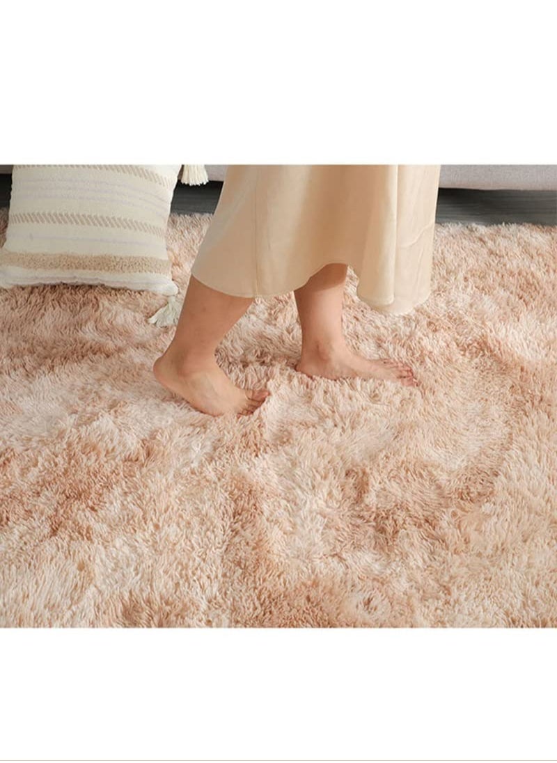 KYD Soft Rugs Fluffy Carpets Tie-Dye Rugs for Living Room Bedroom Nursery Home Decor Non-Slip Machine Washable Carpet Home Decorative Carpet 100x160 cm Beige  - Image 4