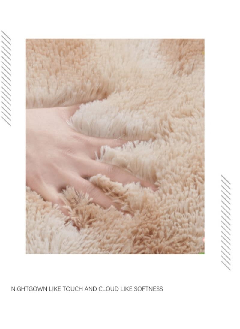 KYD Soft Rugs Fluffy Carpets Tie-Dye Rugs for Living Room Bedroom Nursery Home Decor Non-Slip Machine Washable Carpet Home Decorative Carpet 100x160 cm Beige  - Image 5