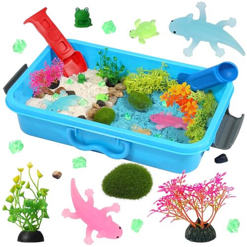 AGENTLAN Axolotl Sensory BinAxolotl Sensory Toys with Play Sand for Toddlers Boys and Girls Kids Toys Gift Sand Kit for Age 3 4 5 6 7 8 - Image 1