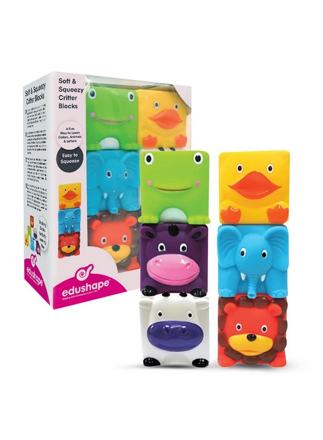 Edushape Soft & Squishy Animal Blocks - Stack, Chew, Bounce, Toss, Fidget Stress Relief Toy - Image 2