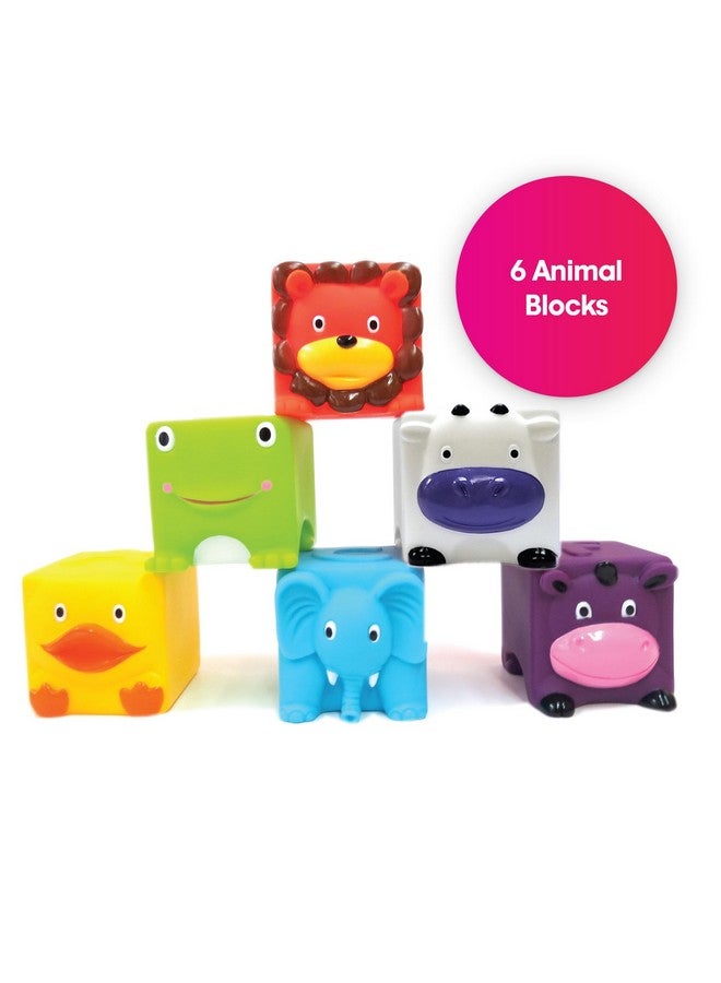 Edushape Soft & Squishy Animal Blocks - Stack, Chew, Bounce, Toss, Fidget Stress Relief Toy - Image 3
