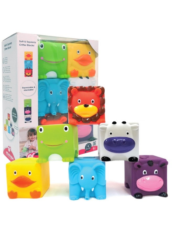 Edushape Soft & Squishy Animal Blocks - Stack, Chew, Bounce, Toss, Fidget Stress Relief Toy - Image 1