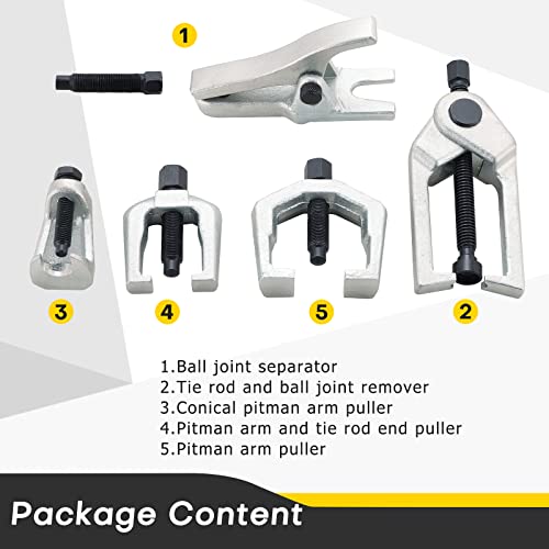 Acymner Ball Joint Separator Kit | 5 in 1 Pitman Arm Puller, Tie Rod End Tool Set, Splitter Removal Kit for Front End Service - Image 2