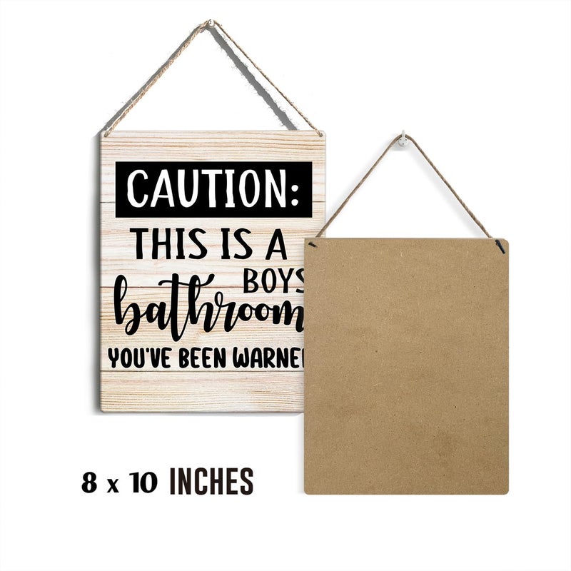 GUDIAO Farmhouse Bathroom Signs Wall Decor Rustic This is a Boys Bathroom Wooden Hanging Sign Decoration for Home Door 8 x 10 - Image 2