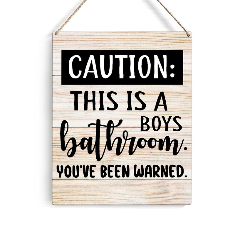 GUDIAO Farmhouse Bathroom Signs Wall Decor Rustic This is a Boys Bathroom Wooden Hanging Sign Decoration for Home Door 8 x 10 - Image 1