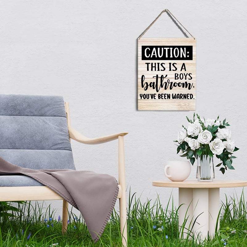 GUDIAO Farmhouse Bathroom Signs Wall Decor Rustic This is a Boys Bathroom Wooden Hanging Sign Decoration for Home Door 8 x 10 - Image 5