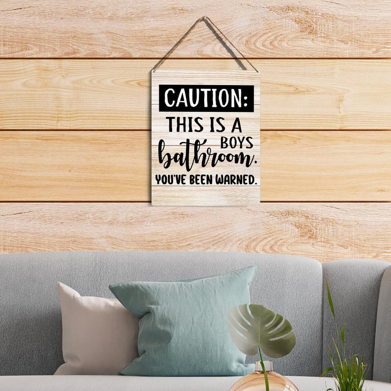 GUDIAO Farmhouse Bathroom Signs Wall Decor Rustic This is a Boys Bathroom Wooden Hanging Sign Decoration for Home Door 8 x 10 - Image 4