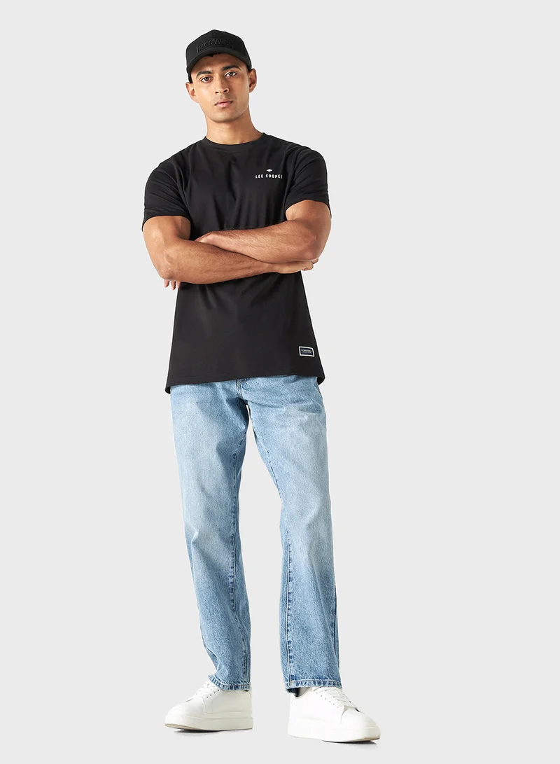 لي كوبر Lee Cooper Logo Detail Crew Neck T-shirt with Shor