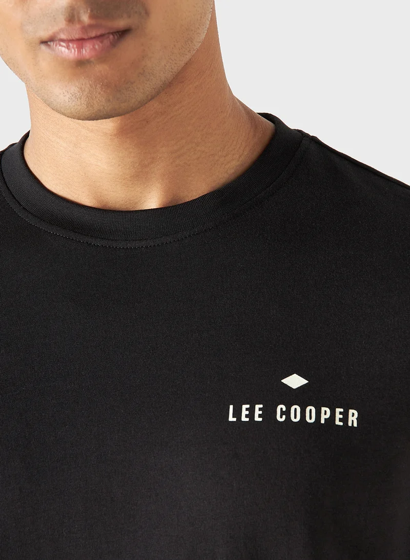 لي كوبر Lee Cooper Logo Detail Crew Neck T-shirt with Shor