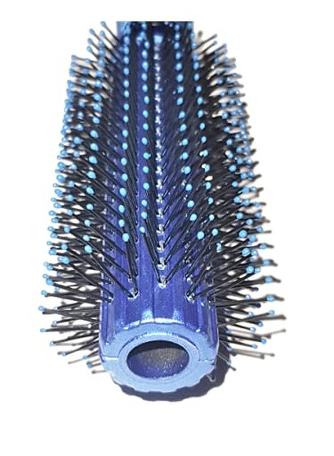Tiamo Round Plastic Hairbrush set blue and silver for grooming - Image 3