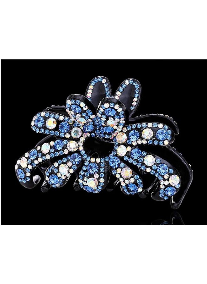 Fodattm Elegant Rhinestone Large Size Fancy Hair Claw Clips Plastic Hair Clamp Jaw Clip Nonslip Barrette Hair Updo Grip Bath Accessories (Blue)  - Image 2