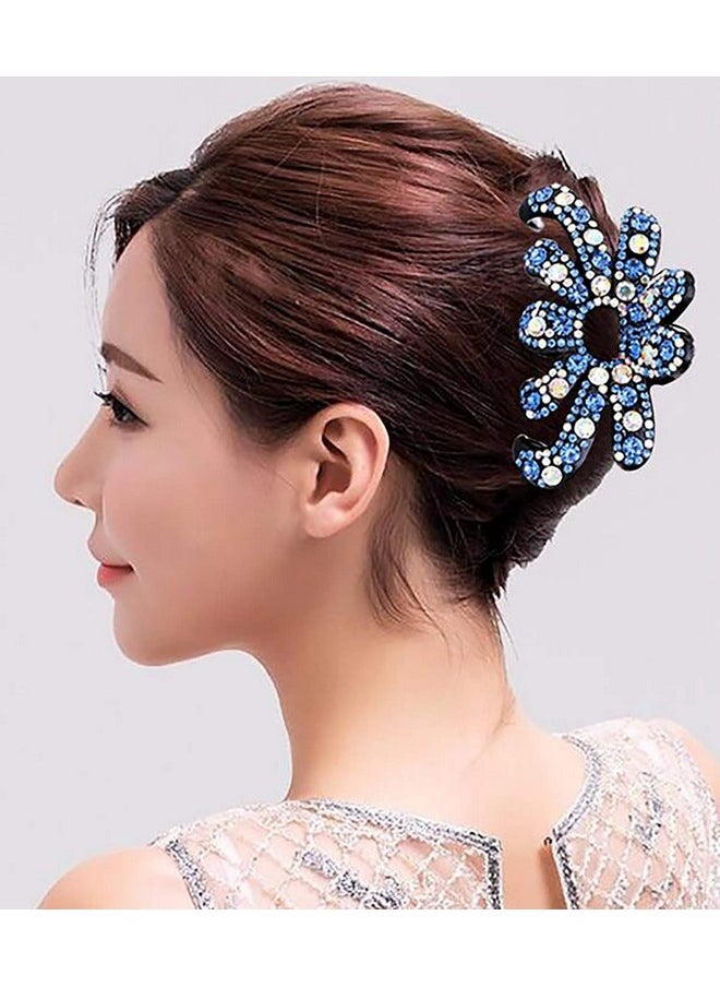 Fodattm Elegant Rhinestone Large Size Fancy Hair Claw Clips Plastic Hair Clamp Jaw Clip Nonslip Barrette Hair Updo Grip Bath Accessories (Blue)  - Image 4