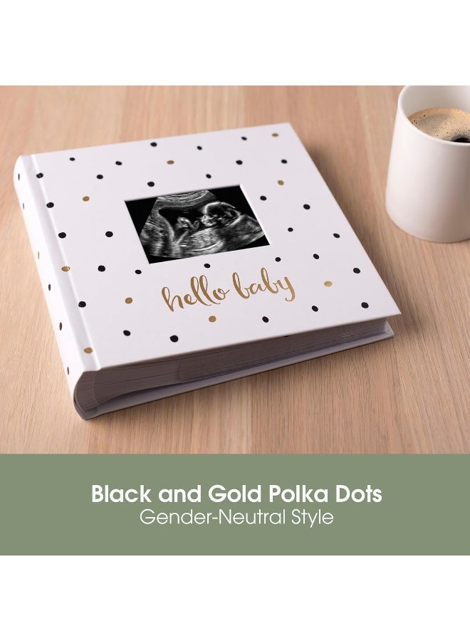 Pearhead Hello Baby Photo Album, Keepsake Book for New and Expecting Parents, Gender-Neutral Baby Accessory, Ideal Gift for Baby Shower, Holds 200 Pictures, Black and Gold Polka Dot - Image 3