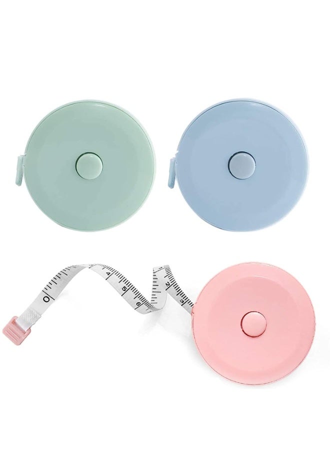 VIUAUAX Mini Retractable Tape Measure(3 Packs) , Flexible, Pocket Size, Dual Sided, 150CM Tailor Measuring Tapes for Body Measurement Weight Loss Cloth Knitting Craft - Image 1
