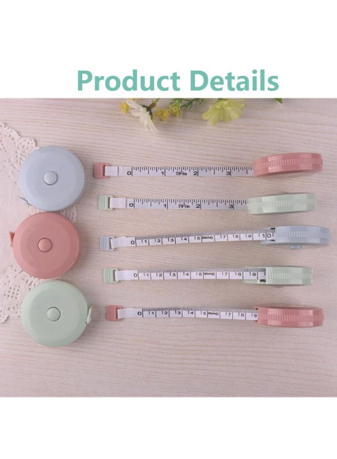 VIUAUAX Mini Retractable Tape Measure(3 Packs) , Flexible, Pocket Size, Dual Sided, 150CM Tailor Measuring Tapes for Body Measurement Weight Loss Cloth Knitting Craft - Image 3