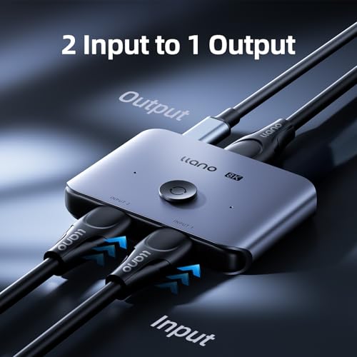 llano HDMI 21 Switch 2 in 1 Out 8K60Hz 4K120Hz HDMI Switcher 48Gbps Bidirectional Supports VRR HDR10 Dolby Atmos for PS5 Xbox Apple TV Roku Switch 2 Aluminum Alloy Case - Image 3