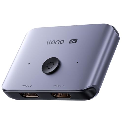 llano HDMI 21 Switch 2 in 1 Out 8K60Hz 4K120Hz HDMI Switcher 48Gbps Bidirectional Supports VRR HDR10 Dolby Atmos for PS5 Xbox Apple TV Roku Switch 2 Aluminum Alloy Case - Image 1