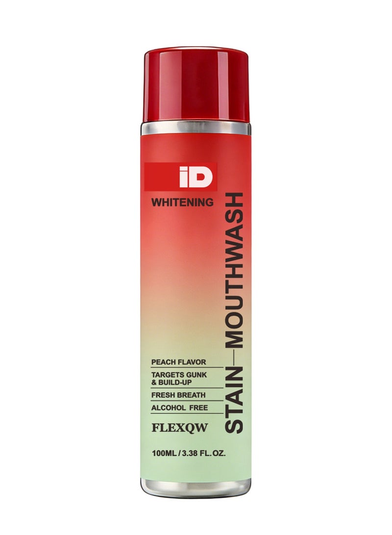 FLEXQW iD Stain Whitening Mouthwash, Gunk Removing Mouthwash for Fresh Breath, Hydrogen Peroxide Mouthwash to Promote Whiter Teeth, Peroxide Rinse with Essential Oils 100ml - Image 1