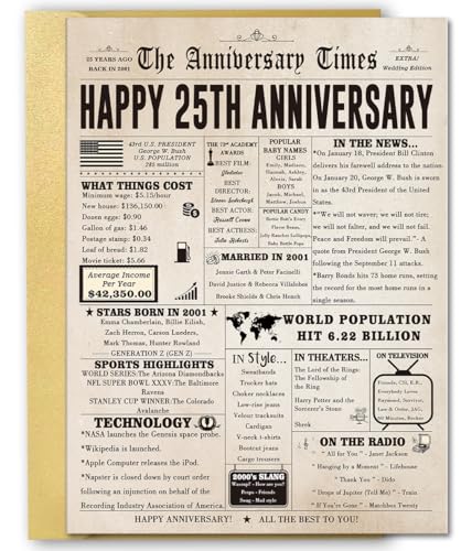 FANCYLUCKY Jumbo 25th Anniversary Card for Husband Wife Couples, Big 25 Year Anniversary Card Gifts for Dad Mom Parents, Romantic Silver Wedding Gifts for Husband Wife - Image 1