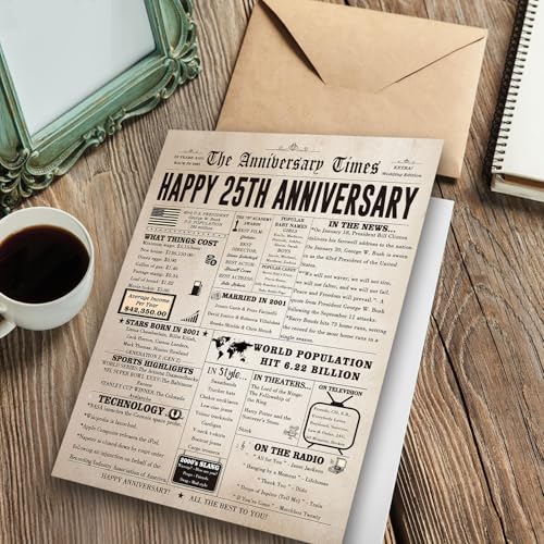 FANCYLUCKY Jumbo 25th Anniversary Card for Husband Wife Couples, Big 25 Year Anniversary Card Gifts for Dad Mom Parents, Romantic Silver Wedding Gifts for Husband Wife - Image 4
