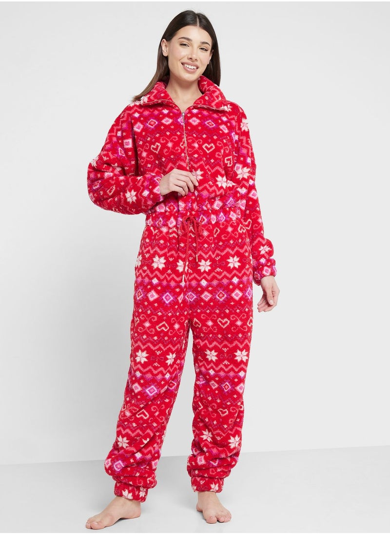hunkemoller - Zip Detail Printed Pyjama Set - Image 1