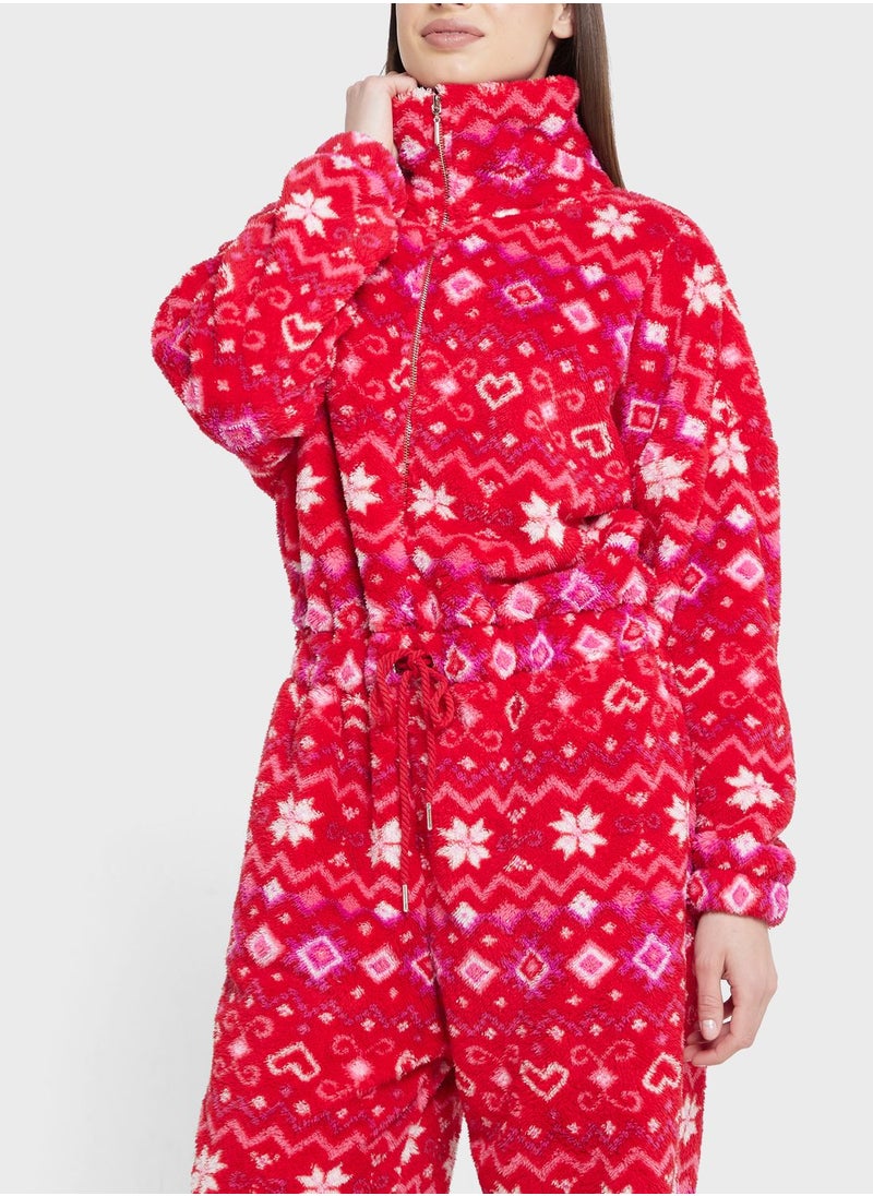 hunkemoller - Zip Detail Printed Pyjama Set - Image 1